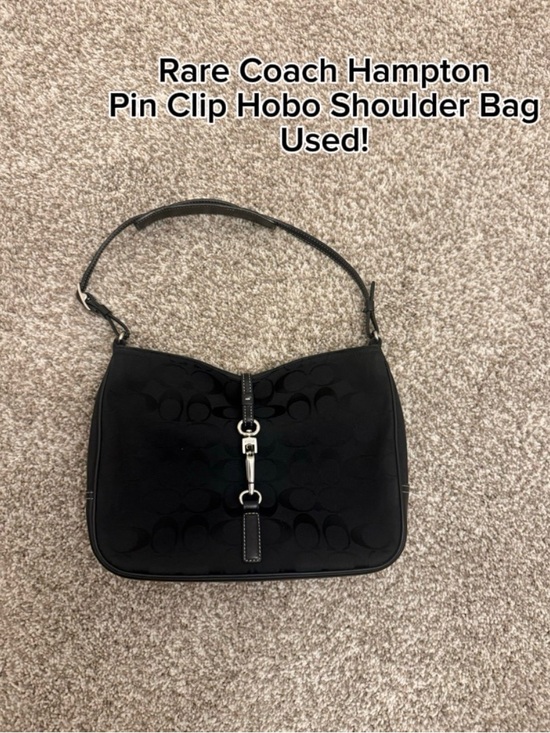 Coach Handbags - Coach Black Hampton Pin Clip Hobo Shoulder Bag Used